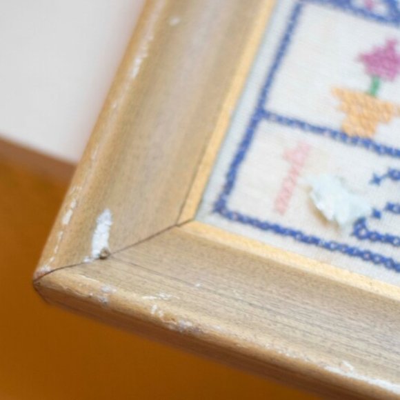 Vintage Cross Stitch Sampler, The Way To a Friends House Country Folk Art - Picture 2 of 6